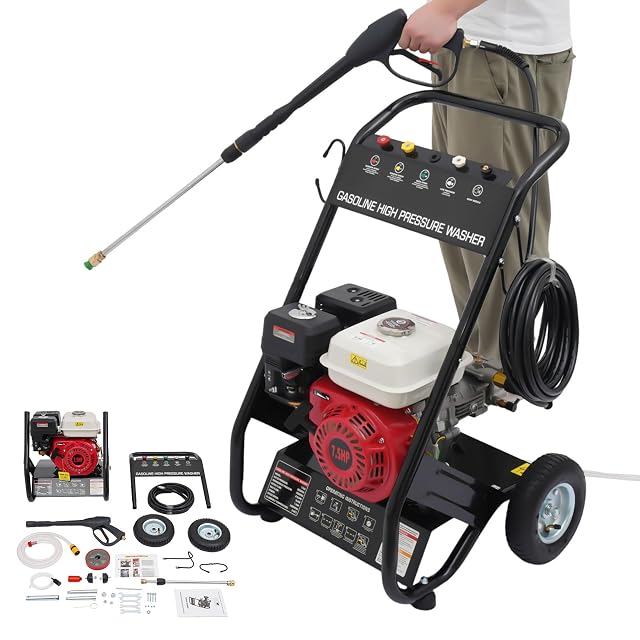 BTGSHYNM Benzin-Hochdruckreiniger mit 7 hp und fünf Düsen, Produktfoto