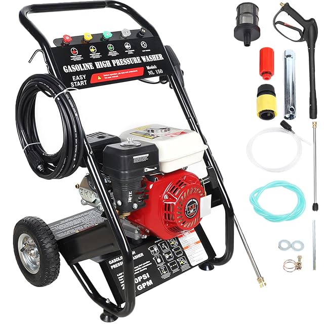 CHERIKIU Benzin-Hochdruckreiniger mit 7,5 hp und fünf Düsen, Produktfoto