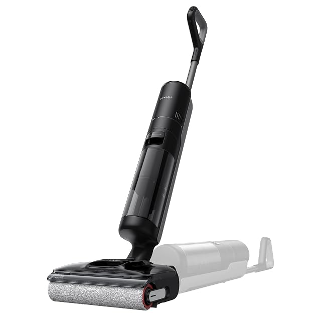 Dreame H12 Pro FlexReach Akku-Bodenwischer, flach unter Möbeln liegend, Produktfoto