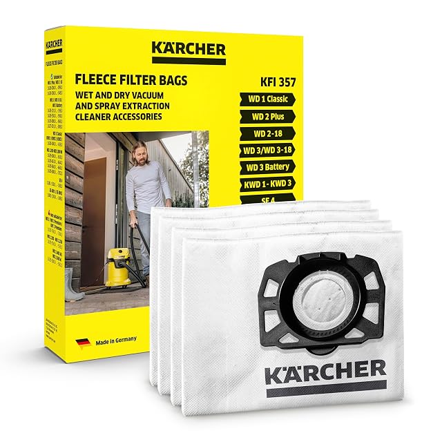 Kärcher KFI 357 dreilagige Vliesfilterbeutel, Viererpackung, Produktfoto